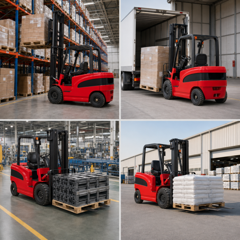 EP CPD50L1 forklift lifting a heavy load